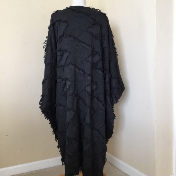 ONA Coat Cape Black Gray Dolman Style Sleeves - Picture 4 of 8